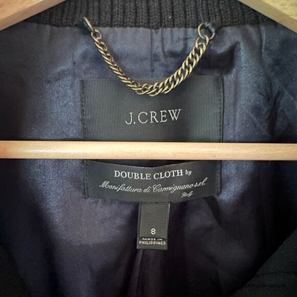 J Crew Black Double Cloth Cocoon Patch Pocket Peacoat Wool Blend Coat Size 8 - Picture 4 of 12